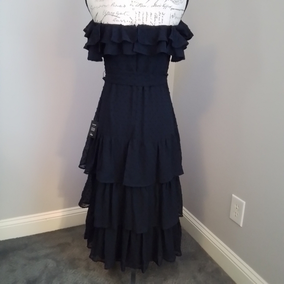 NWT Lulus Dear To My Heart Navy Blue Swiss Dot Tiered Ruffled Mini Dress - M - Picture 11 of 16